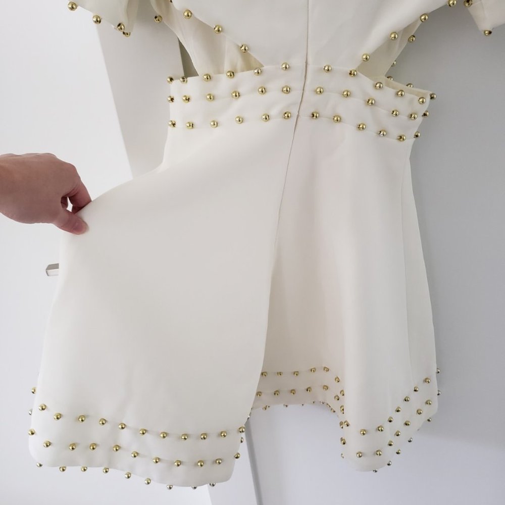 AVANTLOOK cream ladies Dress size S with Gold Bead - Picture 5 of 8